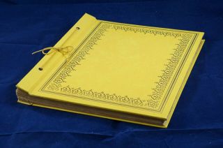 Vtg Empty Scrap Book Photo Album Yellow Covered String - Bound 12 " X 14 " Pre - 1950
