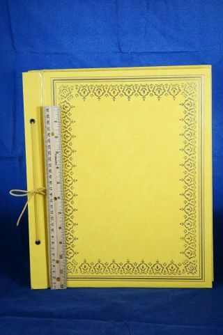 Vtg Empty Scrap Book Photo Album Yellow Covered String - Bound 12 