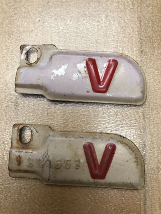 1941 41 1943 43 California Ca License Plate Tab Only Tag Pair Set Victory