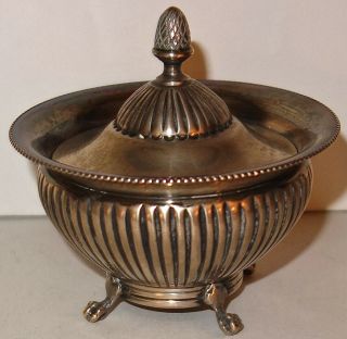 Exceptional Antique 800 Silver Fluted Bowl W/cover W/maker 