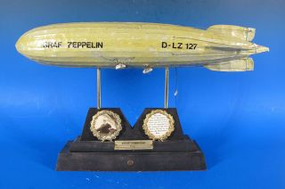 Antique 1928 Lz 127 Graf Zeppelin 24 " Model On Base Shabby Chic Cond Old Old Yqz