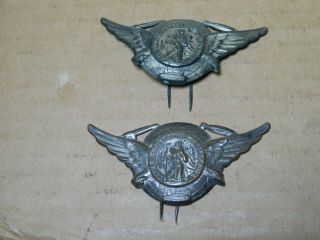 Two (2) Vintage St Christopher Visor Pins With Wings