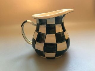 Mackenzie Childs Courtly Check Enamel Jug Creamer 4.  5 " Inches Tall