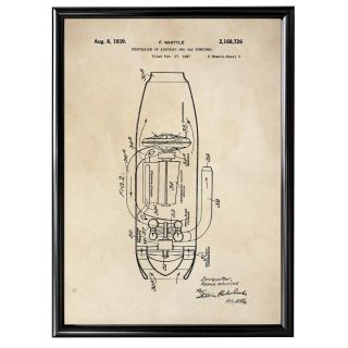 Patent Print - Jet Engine / Frank Whittle - Vintage Poster Wall Art - A4 Framed