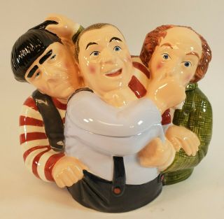 The Three Stooges Moe And Larry And Curly Hand Painted Cookie Jar Clay Art 1997