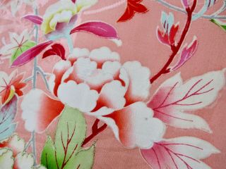 JAPANESE KIMONO SILK ANTIQUE HOUMONGI / BIRD & FLOWER / EMBROIDERY /496 4