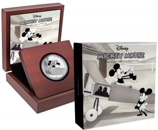 2016 Niue $2 Disney Mickey Mouse Plane Crazy 1 Oz.  Colorized Silver Proof