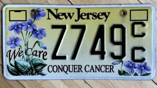 Jersey The Garden State Conquer Cancer License Plate Z749 - Cc Exp Over 3 Yrs