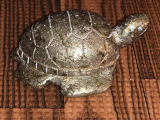 Zuni Carved Pyrite Turtle Signed By Bernard Homer - Native American