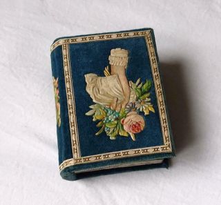 Antique Victorian Birthday Sweetheart Velvet Needle Book Shaped Case