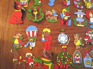 98 Wood Wooden Christmas Tree Ornaments Hand - Painted Flat & 3D 2 - Sided 2