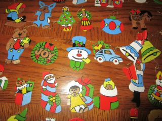 98 Wood Wooden Christmas Tree Ornaments Hand - Painted Flat & 3D 2 - Sided 5
