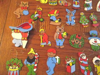 98 Wood Wooden Christmas Tree Ornaments Hand - Painted Flat & 3D 2 - Sided 6