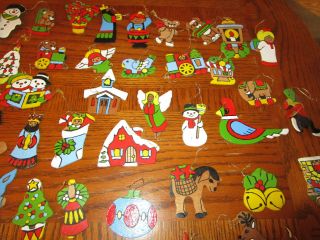 98 Wood Wooden Christmas Tree Ornaments Hand - Painted Flat & 3D 2 - Sided 8