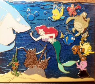 Little Mermaid Ocean Scene Finding Nemo Jumbo Disney Pin Le500 Ariel Flounder