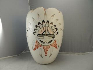 South Western Native American Pottery Vase,  By L.  Toya Jemez N.  M.  11 In " Tall