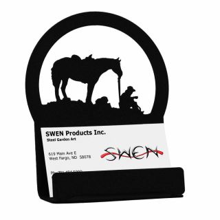 Swen Products Coffee Break Black Metal Business Card Holder