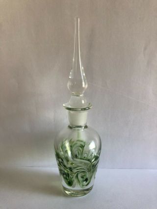 Vintage Collectible Art Glass Perfume Bottle With Stopper Signed