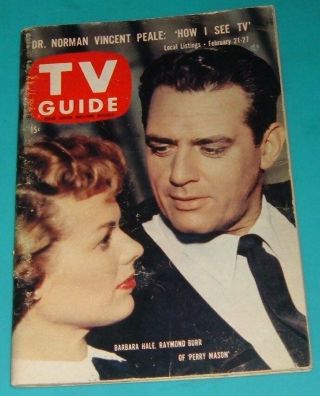 1959 Scranton/wilkes Barre Tv Guide Perry Mason Raymond Burr Annette Funicello