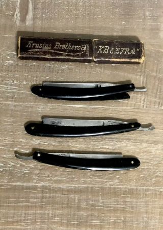 Vintage George Wostenholm And Sons Straight Razor,  Geo Wagner,  Krusins Brothers