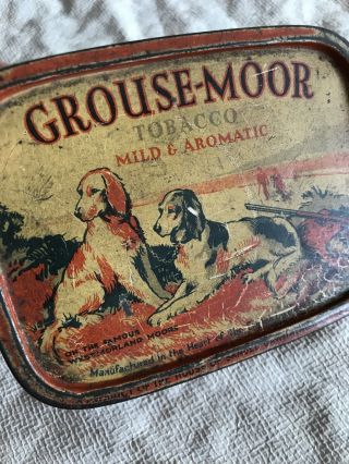 Rare Grouse Moor Pipe Tobacco Tin Dogs English England Vintage Antique 4