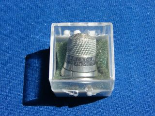 VTG Sterling SILVER Simon ' s Brother ' s LIBERTY Bell THIMBLE Sewing 2