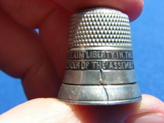 VTG Sterling SILVER Simon ' s Brother ' s LIBERTY Bell THIMBLE Sewing 8