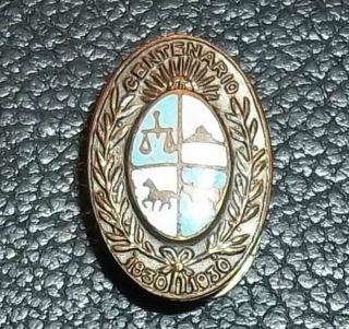 Uruguay 1830 - 1930 Old Lapel Pin Badge Shield Coat Of Arms Blazon Enameled