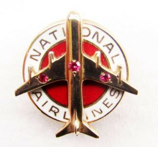 National Airlines - 10k Pin - With 3 Red Stones