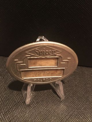 Vintage Spicer Toledo Ohio Nickel Brass Employee Badge C1930s