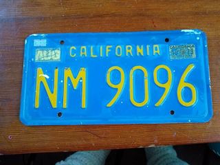 California State License Plate 1979 Blue Plate Number Nm 9096