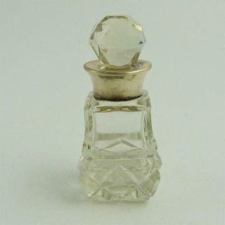 Vintage Silver - Topped Cut Glass Perfume Bottle,  Hallmarked Birmingham 1923