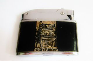 Vtg Firefly Flat Cigarette Lighter Liberty Bell Betsy Ross House Philadelphia Pa