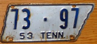 1953 Tennessee License Plate Number 97 Tag