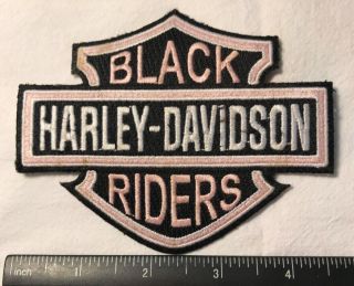 Harley Davidson Black Riders Motorcycle Biker Pink & White Patch Pre - Owned