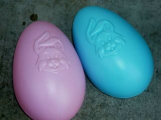 Two Large Eggs 14 " Blow Mold Pink & Blue Easter General Foam Decorations