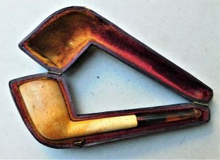 C1910 Meerschaum Pipe & Real Amber Mouthpiece Vintage Antique