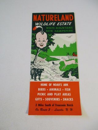 Vintage Natureland Wildlife Estate White Mountains Nh Brochure Pamphlet Box P1