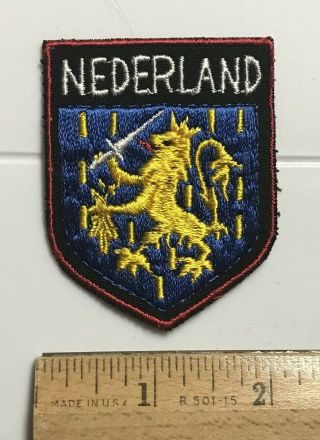 Nederland Netherlands Lion Crest Shield Embroidered Souvenir Black Patch Badge