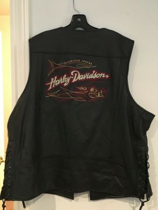Harley Davidson Leather Vest W/ Logo Size 2xl