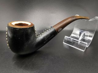 Vintage Tabacco Pipe Chap St Claude With Meerschaum And Leather Made In France