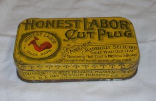 Vintage Tobacco Tin Honest Labor Cut Plug R.  A.  Patterson Tobacco Co.  Richmond Va
