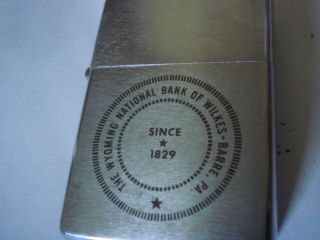 Zippo C1963 Pat2517191 The Wyoming National Bank Of Wilkes - Barre.  Dont Pass