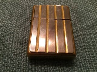 1994 Brass Zippo With Zippo Applied “vertical Lined Silver Plate” On Front