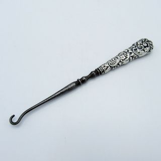 Antique Sterling Silver Button Hook With All Over Swirl Design,  Week 2 F