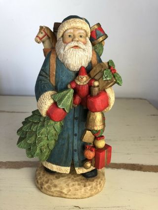Kurt S Adler Santas World Figurine Statue Old World Santa Blue Tree Toys Vintage