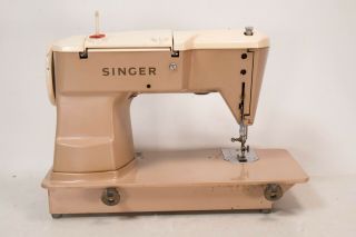 1950s SINGER 401A HEAVY DUTY INDUSTRIAL SEWING MACHINE DENIM LEATHER RUNS STRONG 7