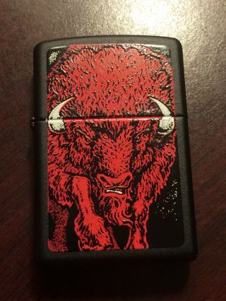 Vintage Zippo Lighter Red Buffalo W/box (21007)