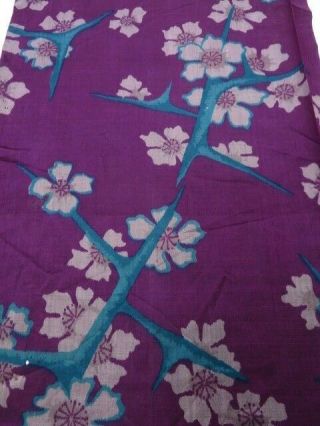 2m04z50 Vintage Japanese Kimono Silk Fabric Dark Purple Sakura Branch 58.  3 "