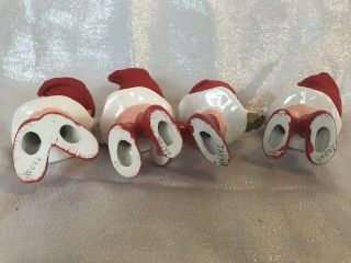 Vtg 4 Girl Christmas Caroler Figurines Real Hair Stocking hat Red Dress Japan 3